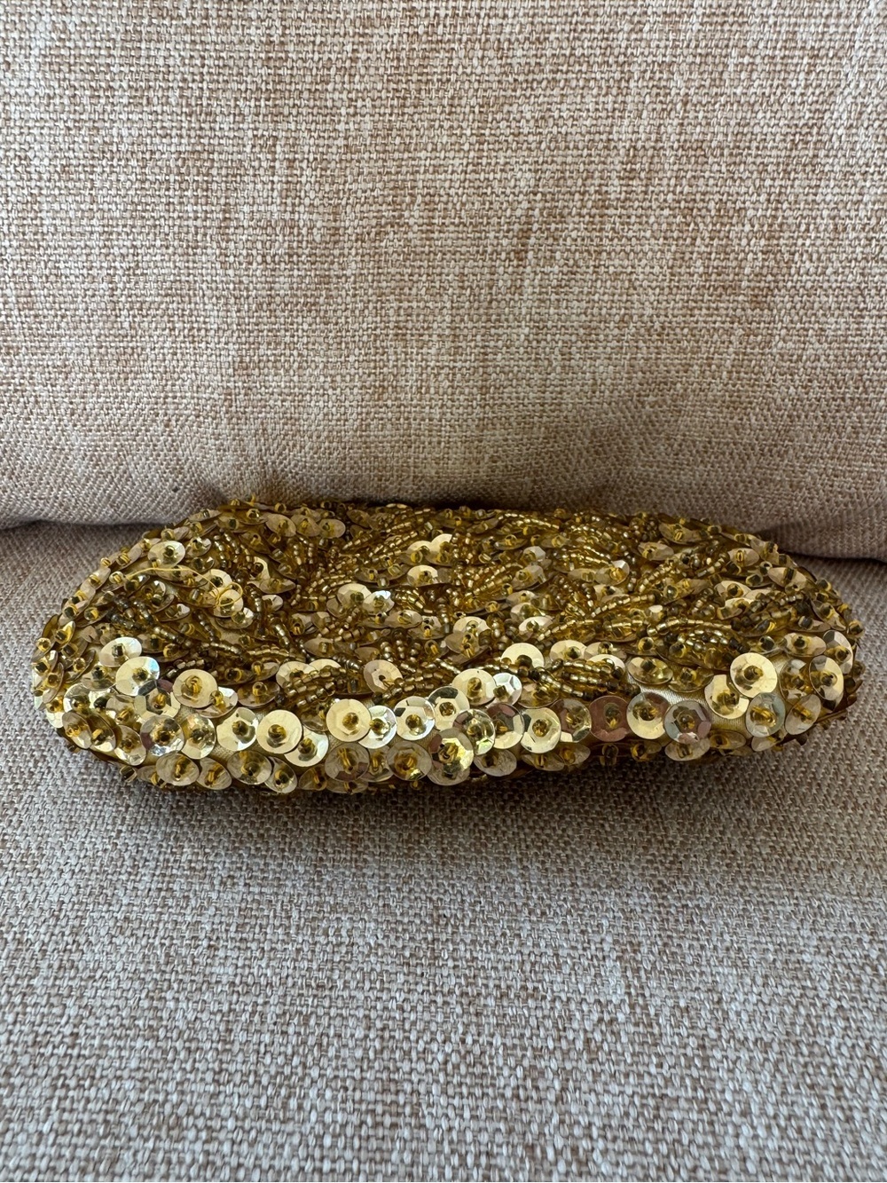 Anne Klein by St. Thomas Vintage Gold Sequin Beaded Kiss Lock Coin Purse Clutch - Picture 5 of 5
